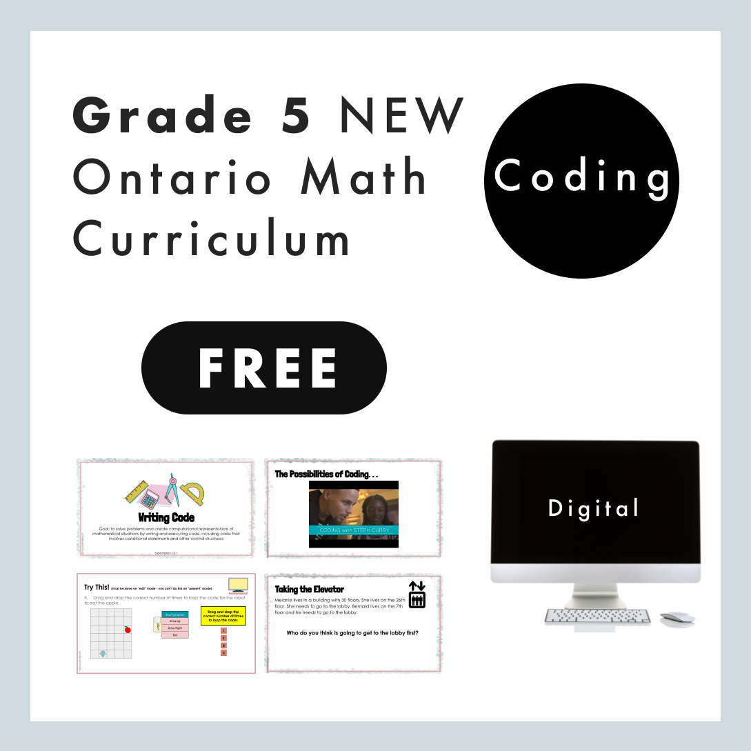 FREE Grade 5 NEW Ontario Math Curriculum - Coding Digital Slides – My ...