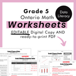 Grade 5 Ontario Math Data Literacy PDF & Editable Worksheets