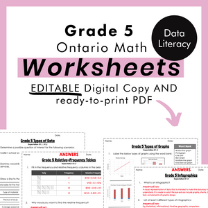 
            
                Load image into Gallery viewer, Grade 5 Ontario Math Data Literacy PDF &amp;amp; Editable Worksheets
            
        