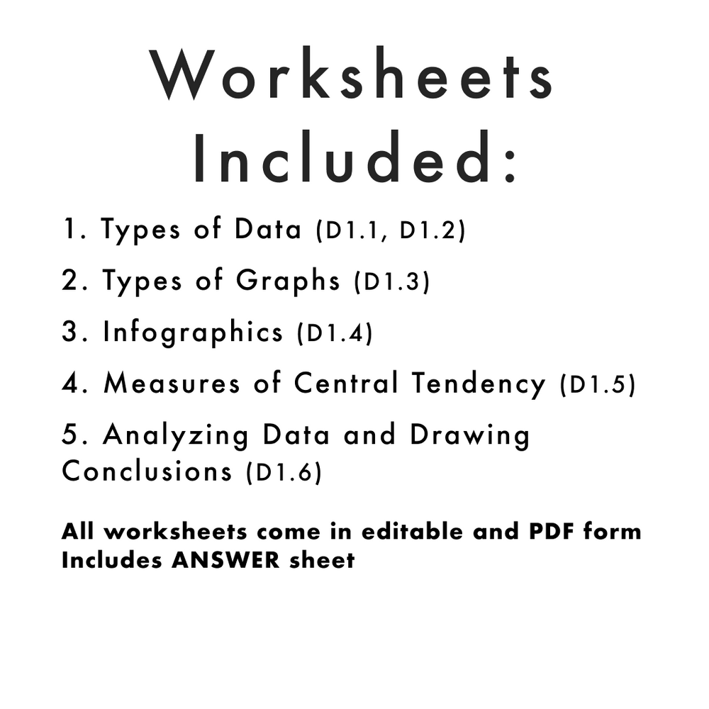 Grade 6 Ontario Math Data Literacy PDF & Editable Worksheets