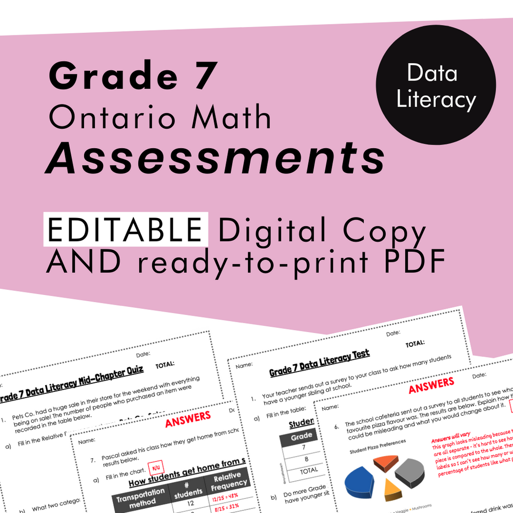 Grade 7 Ontario Math Data Literacy Assessments