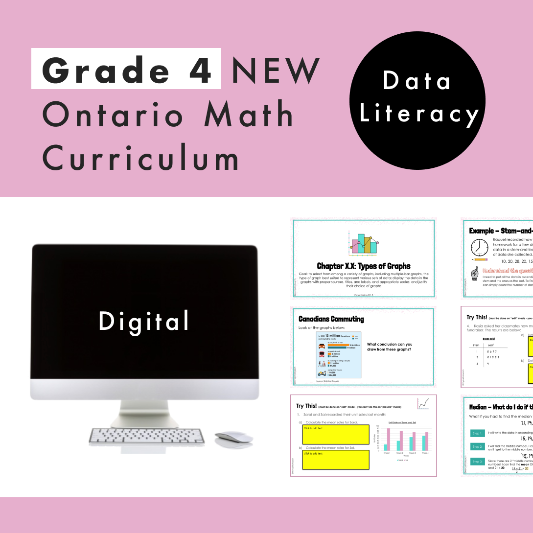 Grade 4 Ontario Math Curriculum | Data Literacy | Digital Google Slide ...