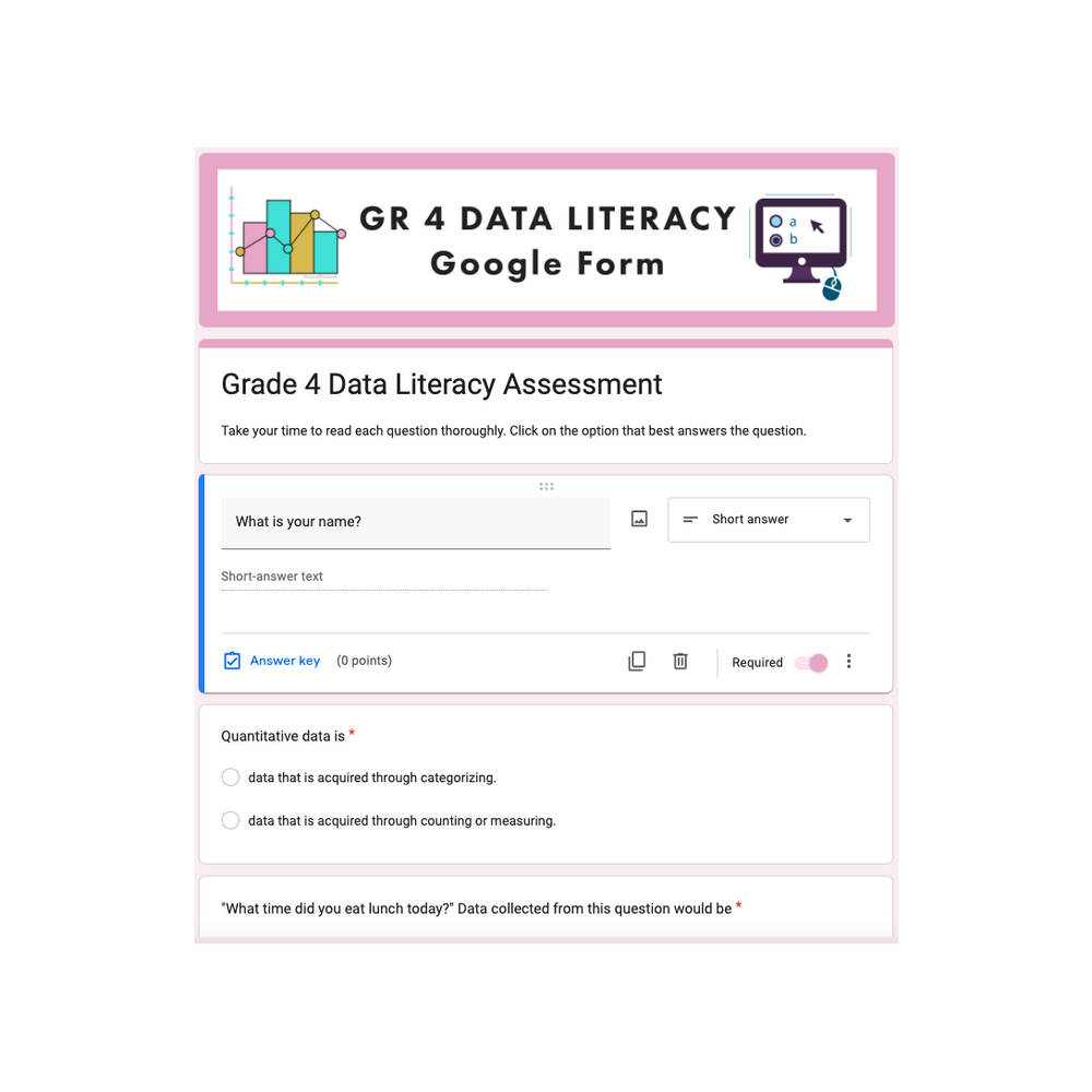 Grade 4 Ontario Math - Data Literacy Curriculum - Digital Google Slides + Form