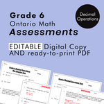 Grade 6 Ontario Math Decimal Operations Assessments
