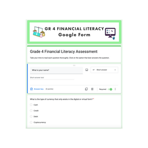Grade 4 Ontario Math - Financial Literacy Curriculum - Digital Google Slides + Form