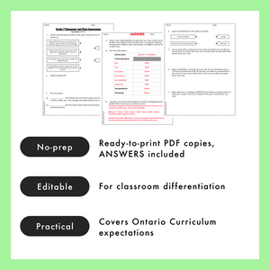 Grade 7 Ontario Math Financial Literacy PDF & Editable Worksheets