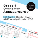 Grade 4 Ontario Math - Fractions & Rates Assessments - PDF, Google Slides