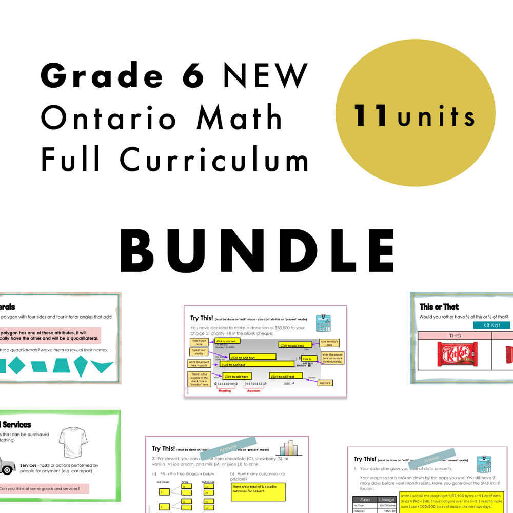 Grade 6 NEW Ontario Math Curriculum Full Year Digital Slides Bundle