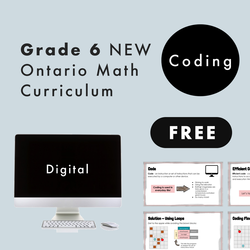 
            
                Load image into Gallery viewer, Grade 6 NEW Ontario Math Curriculum - FREE Coding Digital Slides
            
        