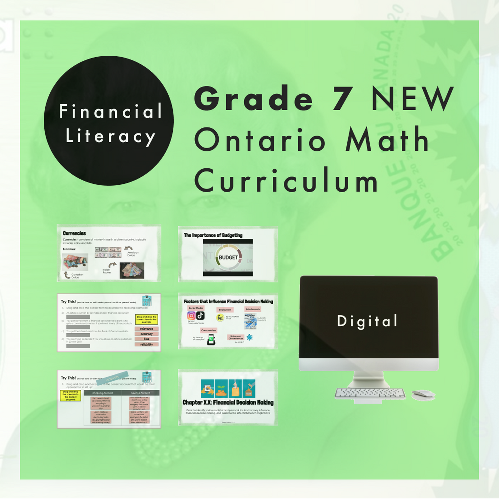 Grade 7 NEW Ontario Math - Financial Literacy Digital Slides
