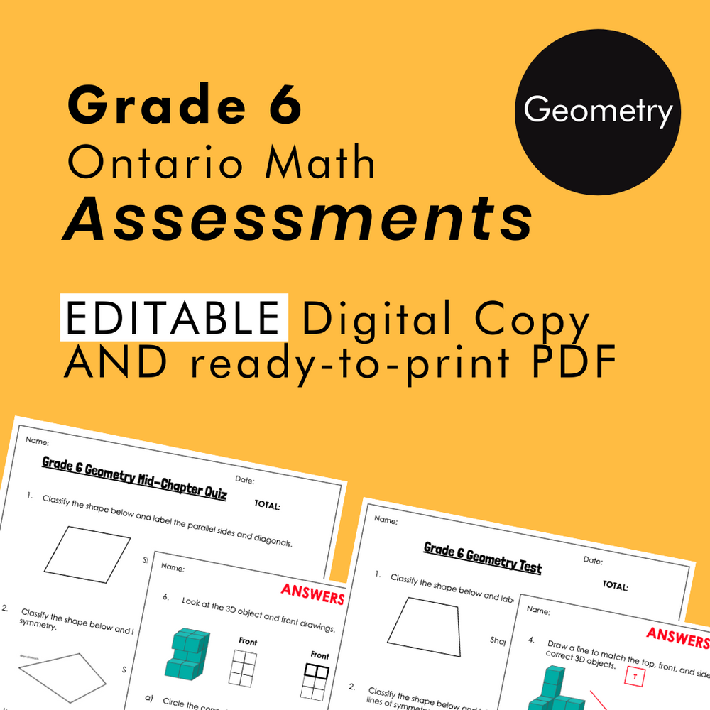 Grade 6 Ontario Math Geometry Assessments