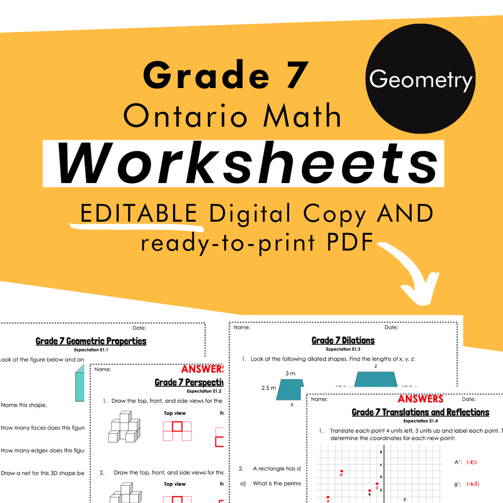 Grade 7 Ontario Math Worksheets | Geometry | PDF and Google Slides – My ...