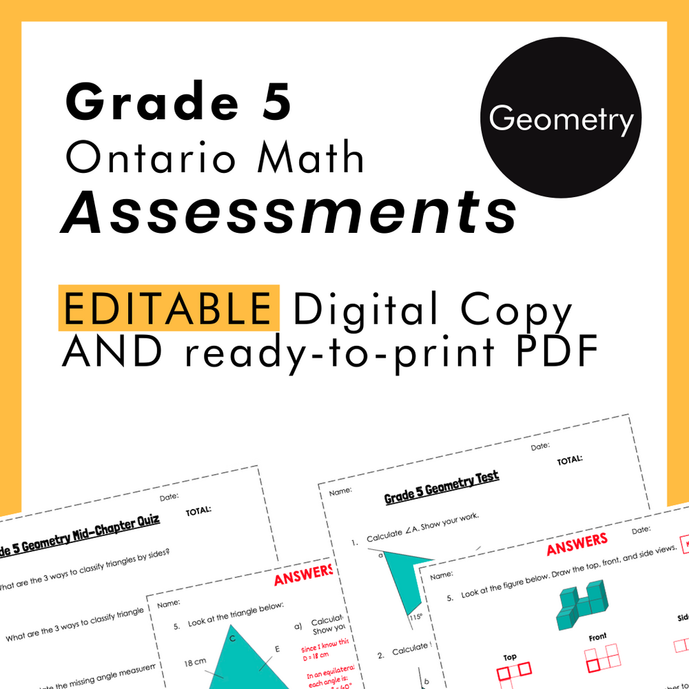 Grade 5 Ontario Geometry Assessments