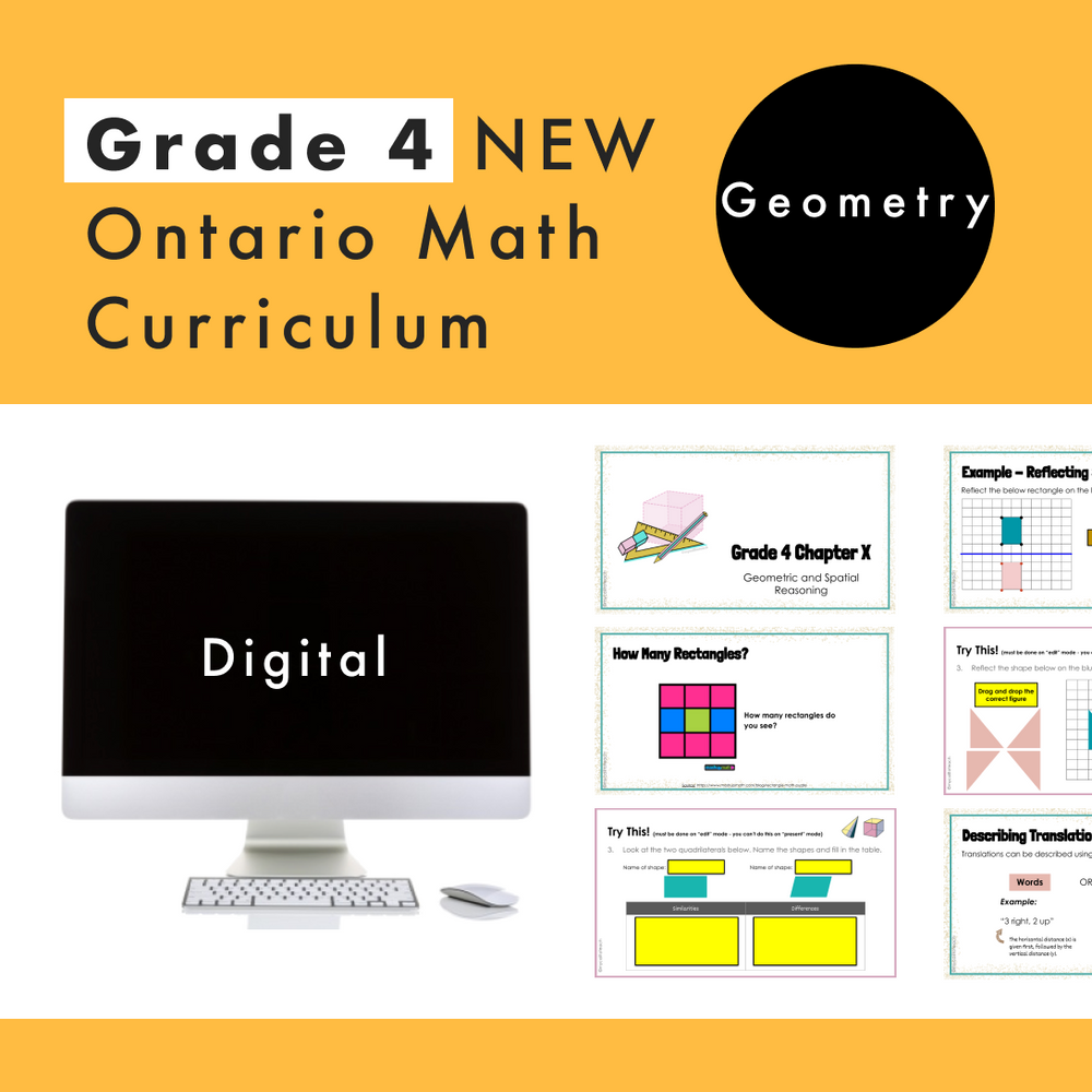 Grade 4 Ontario Math - Geometry Curriculum - Digital Google Slides + Form