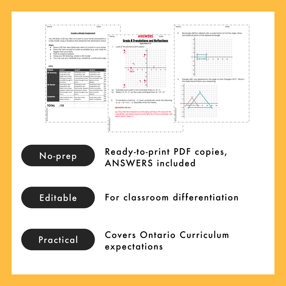 Grade 8 Ontario Math - Geometry Worksheets PDF + Editable Google Slides