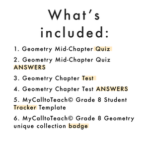Grade 8 Ontario Math - Geometry Assessments - PDF + Google Slides