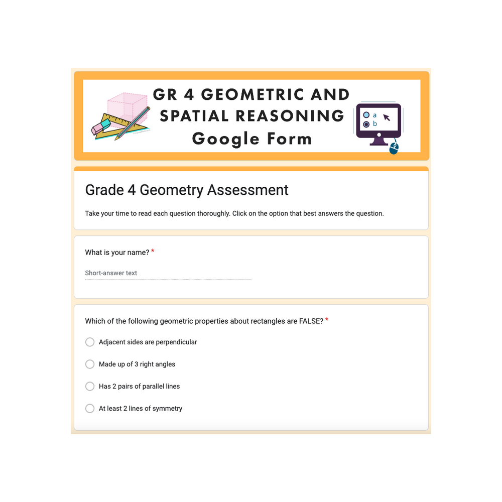 Grade 4 Ontario Math - Geometry Curriculum - Digital Google Slides + Form