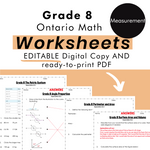 Grade 8 Ontario Math Measurement PDF & Editable Worksheets