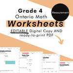 Grade 4 Ontario Math - Measurement Worksheets PDF+FULLY Editable Google Slides