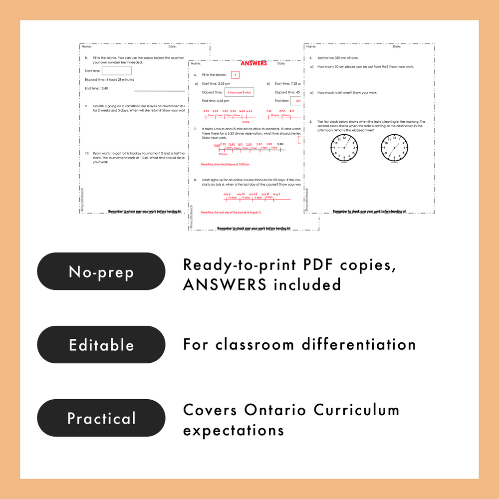 
            
                Load image into Gallery viewer, Grade 4 Ontario Math - Measurement Worksheets PDF+FULLY Editable Google Slides
            
        