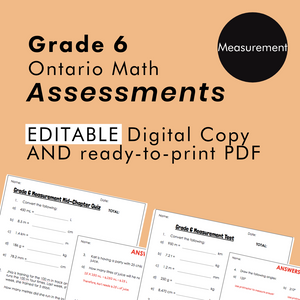
            
                Load image into Gallery viewer, Grade 6 Ontario Math Measurement Assessments
            
        