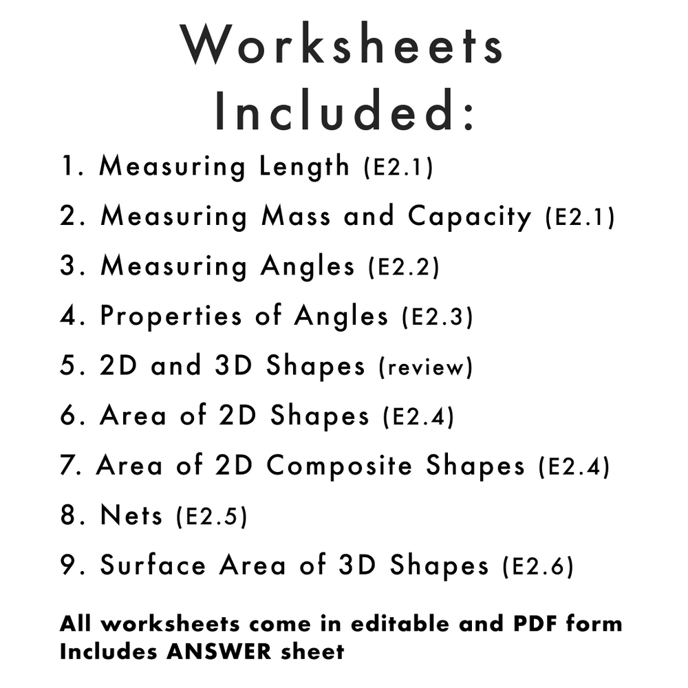 Grade 6 Ontario Math Measurement PDF & Editable Worksheets