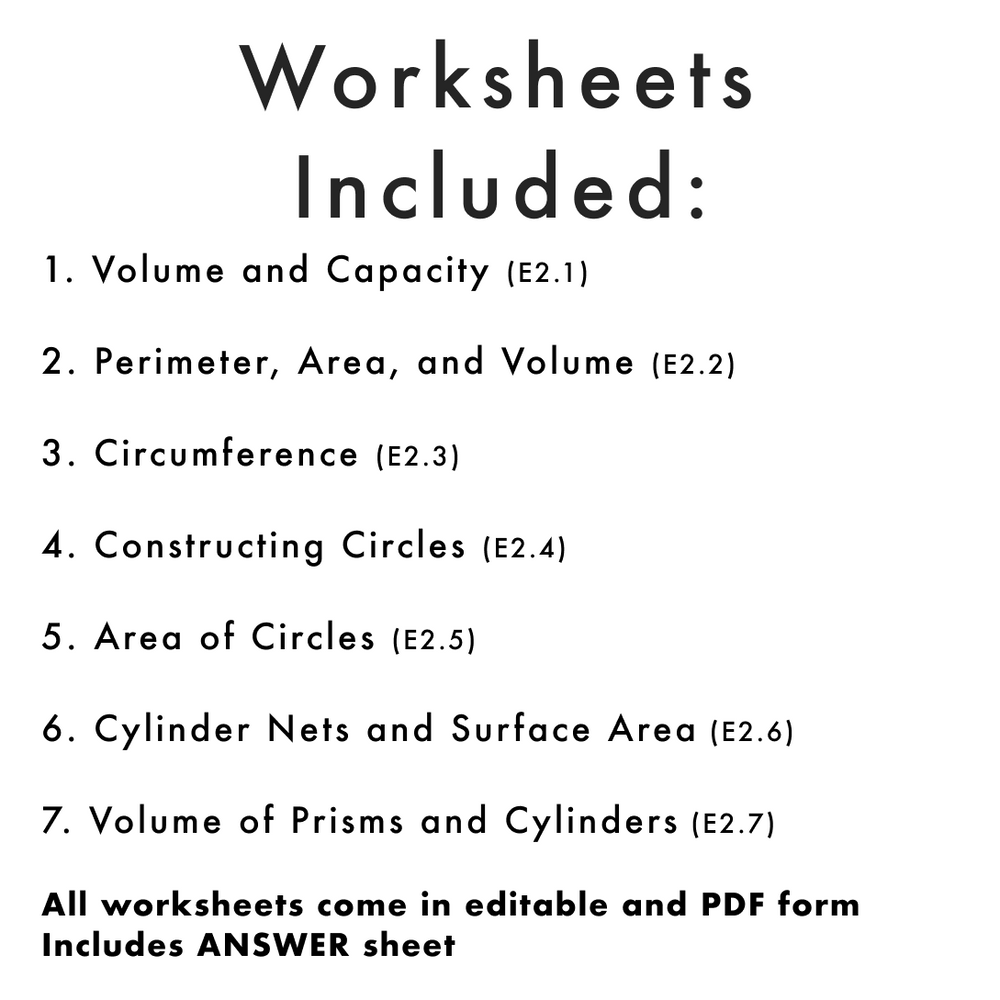Grade 7 Ontario Math Measurement PDF & Editable Worksheets