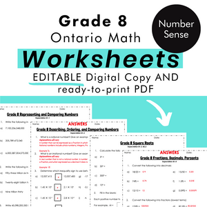 
            
                Load image into Gallery viewer, Grade 8 Ontario Math Number Sense Place Value PDF &amp;amp; Editable Worksheets
            
        