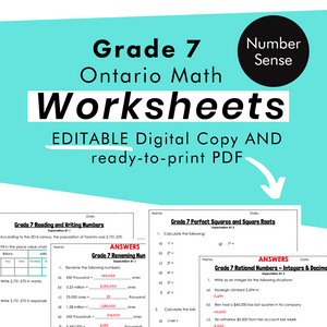 
            
                Load image into Gallery viewer, Grade 7 Ontario Math Number Sense/Place Value PDF &amp;amp; Editable Worksheets
            
        