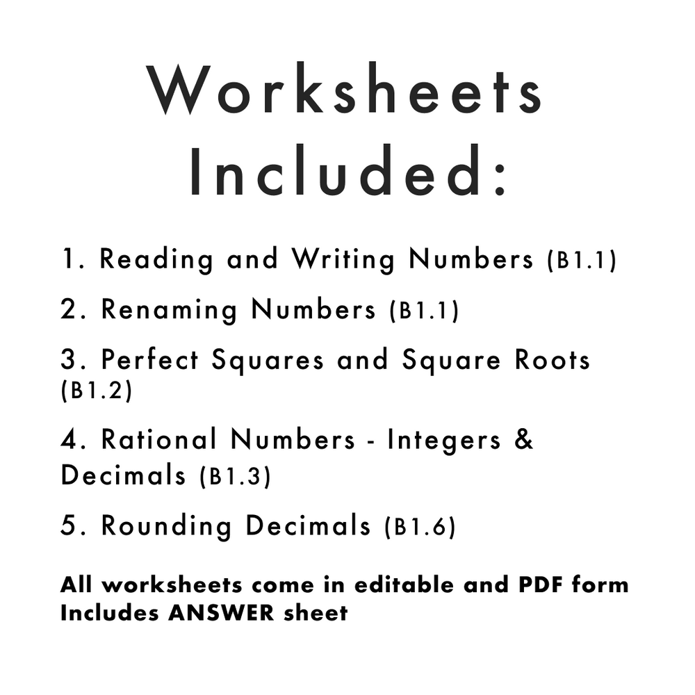 Grade 7 Ontario Math Number Sense/Place Value PDF & Editable Worksheets