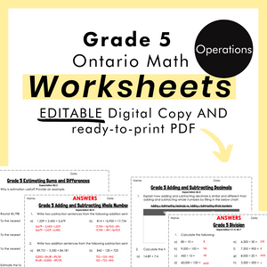 Grade 5 Ontario Math Operations PDF & Editable Worksheets