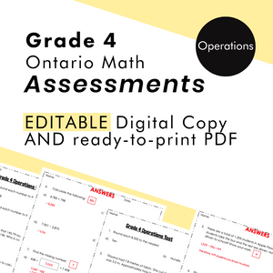 Grade 4 Ontario Math Operations Assessments