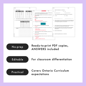 
            
                Load image into Gallery viewer, Grade 5 Ontario Math Patterns &amp;amp; Equations PDF &amp;amp; Editable Worksheets
            
        