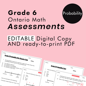 Grade 6 Ontario Math Probability Assessments