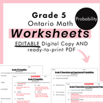 Grade 5 Ontario Math Probability PDF & Editable Worksheets