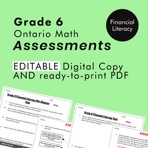 
            
                Load image into Gallery viewer, Grade 6 Ontario Math Financial Literacy Assessments
            
        