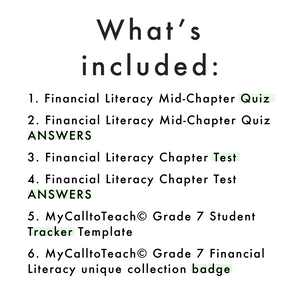 Grade 7 Ontario Math Financial Literacy Assessments