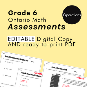 Grade 6 Ontario Math Operations Assessments