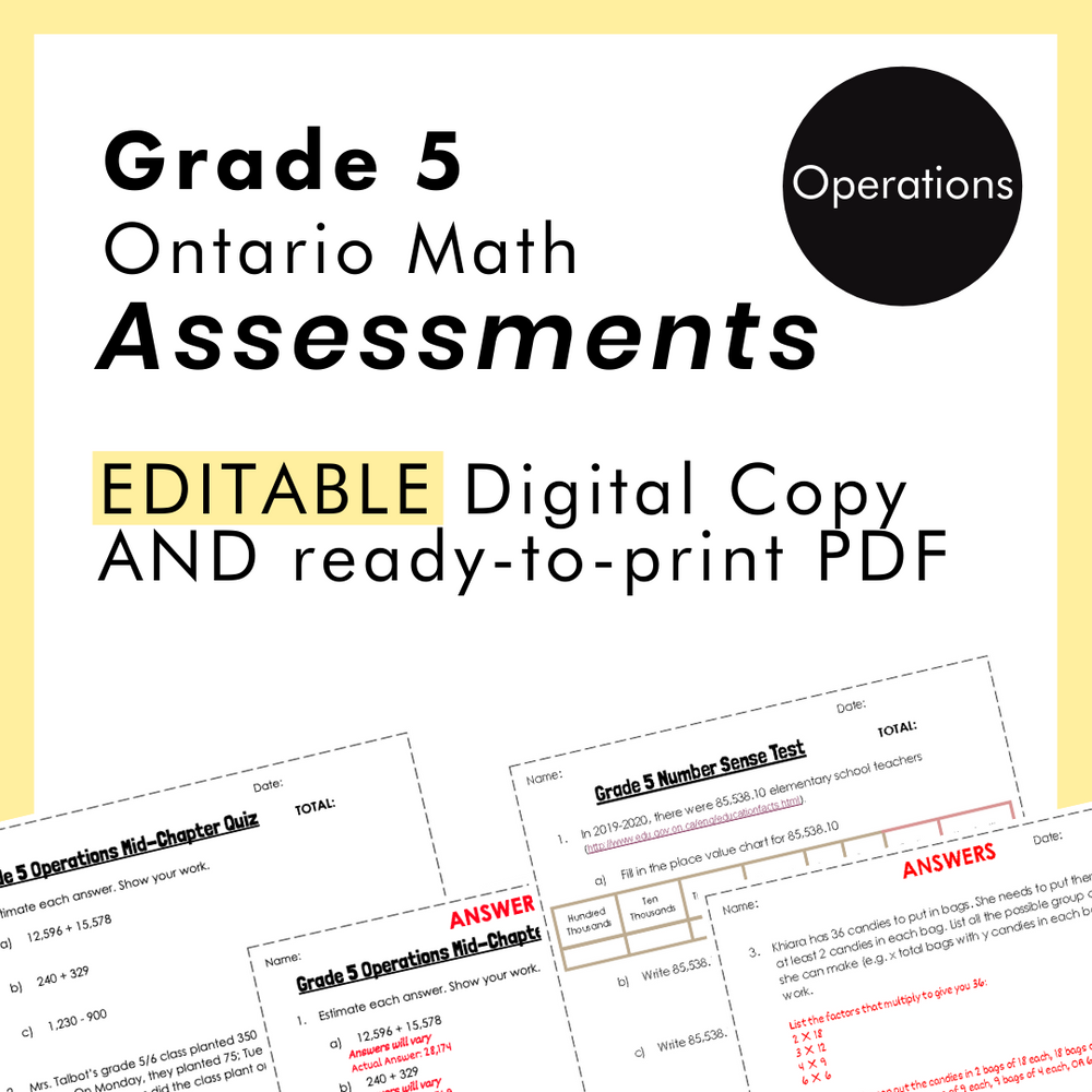 
            
                Load image into Gallery viewer, Grade 5 Ontario Math Operations Assessments
            
        
