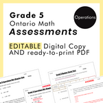 Grade 5 Ontario Math Operations Assessments