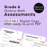 Grade 6 Ontario Math Patterns & Equations Assessments