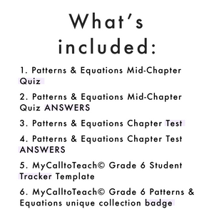 Grade 6 Ontario Math Patterns & Equations Assessments